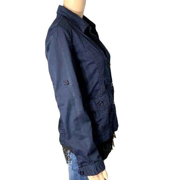 J Crew Womens Jacket Coat Chino Khaki Casual Stretch Lightweight Navy Blue Small - Picture 7 of 9